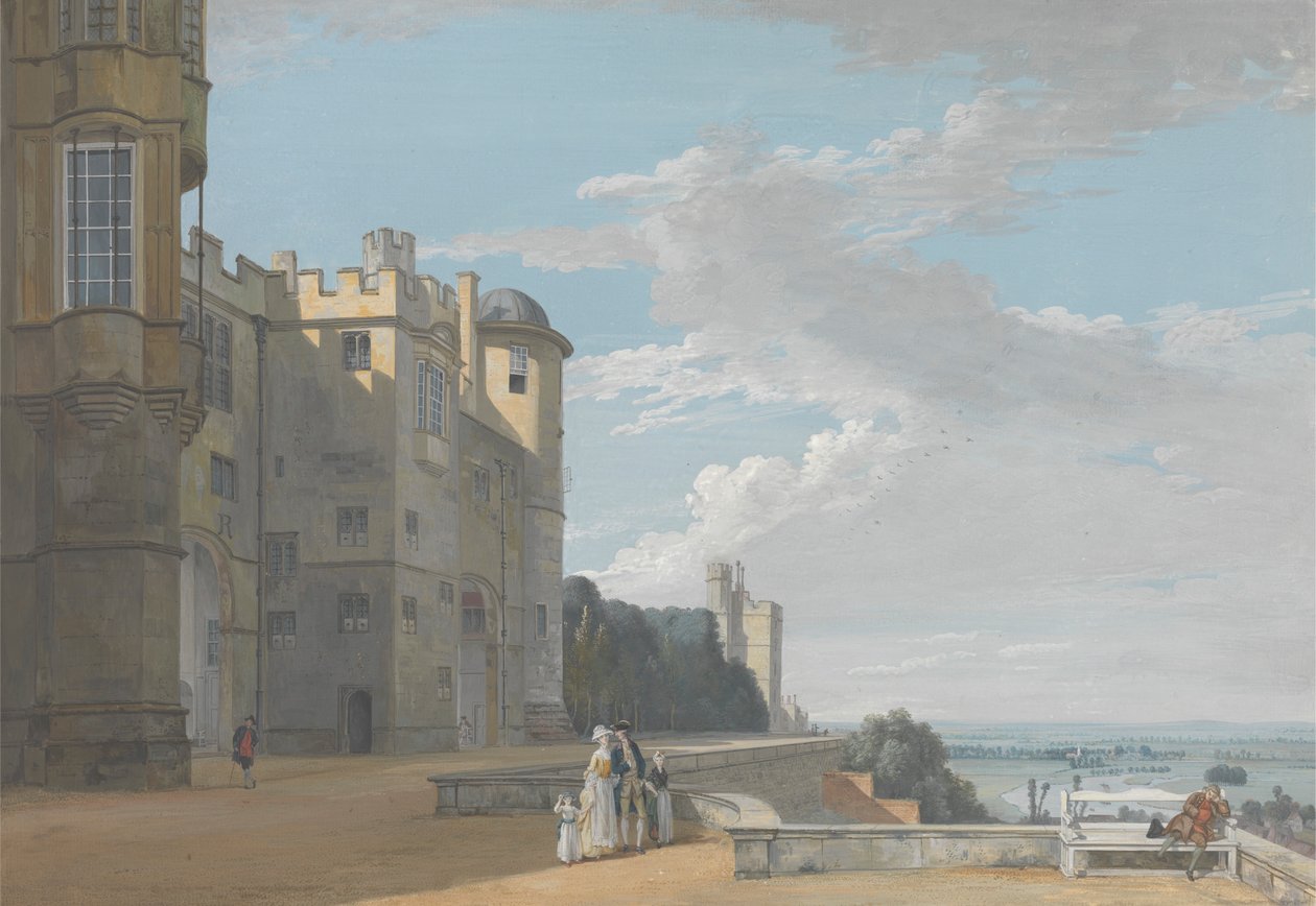 Północny taras, zamek Windsor, patrząc na zachód autorstwa Paul Sandby