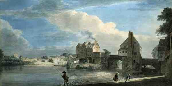 Stary most w Shrewsbury (akwarela na papierze) autorstwa Paul Sandby