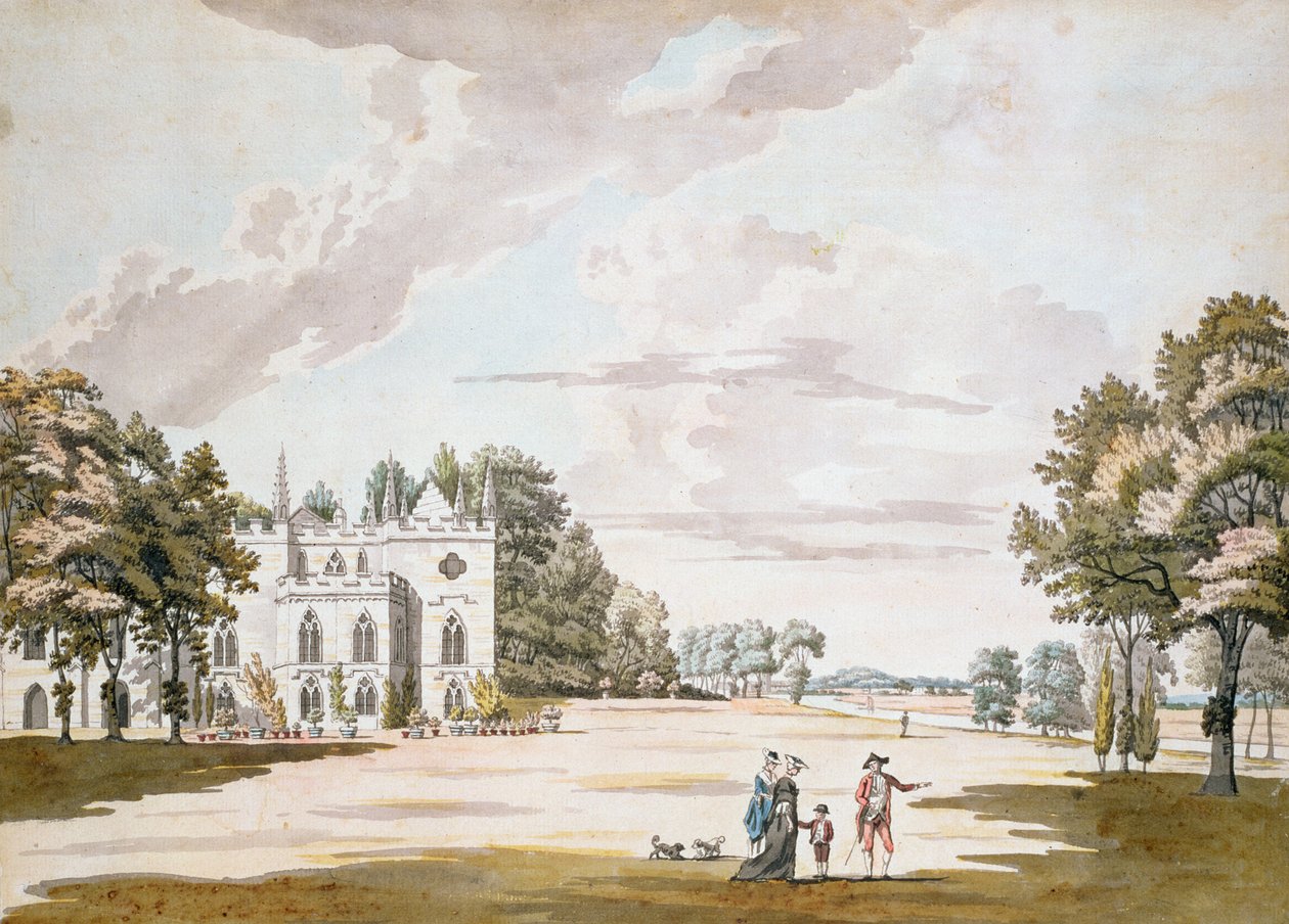 Front południowy Strawberry Hill, XVIII wiek (wc, pióro i atrament na papierze) autorstwa Paul Sandby