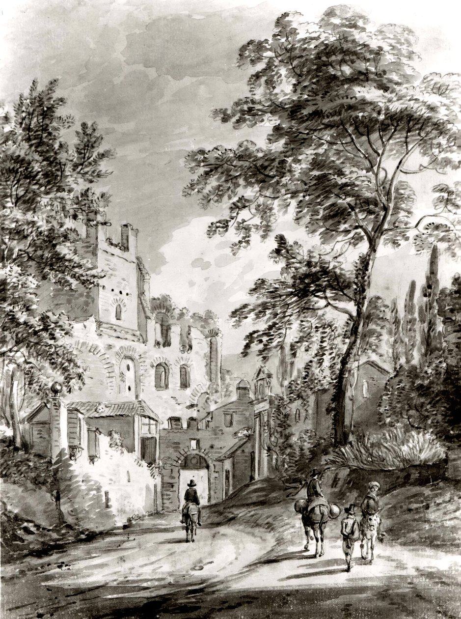 Podróżnicy wkraczający do miasta, 1751-1809. autorstwa Paul Sandby
