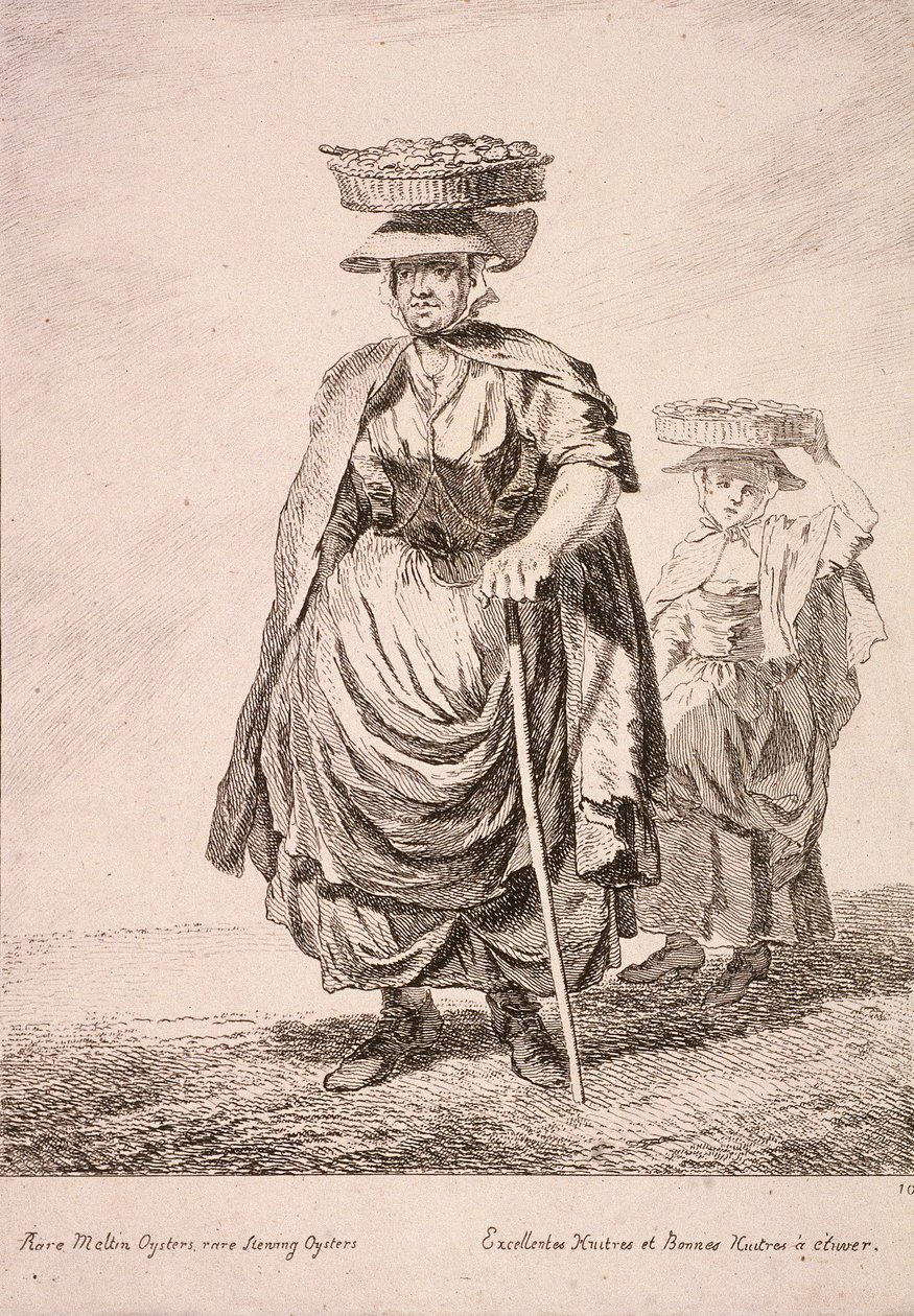 Dwóch sprzedawców ostryg, Cries of London, 1760 autorstwa Paul Sandby