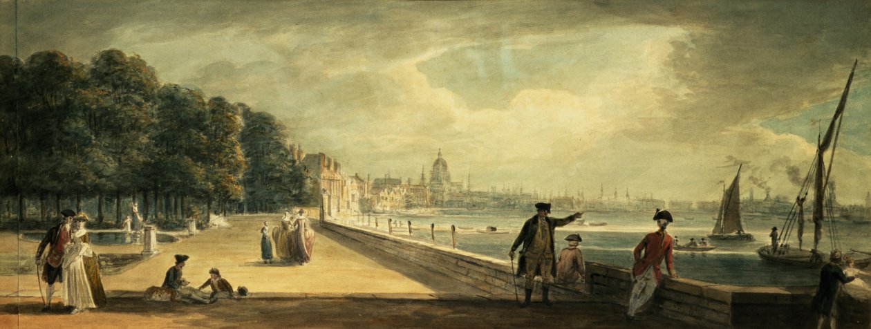 Widok na miasto z tarasu Somerset House autorstwa Paul Sandby