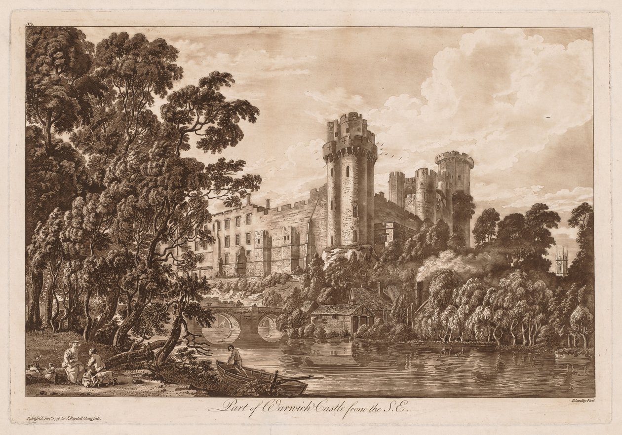 Widoki zamku Warwick: część zamku Warwick od południowego wschodu, 1776 r. autorstwa Paul Sandby