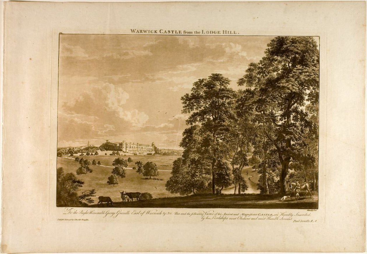 Zamek Warwick z Lodge Hill, tablica 1 autorstwa Paul Sandby