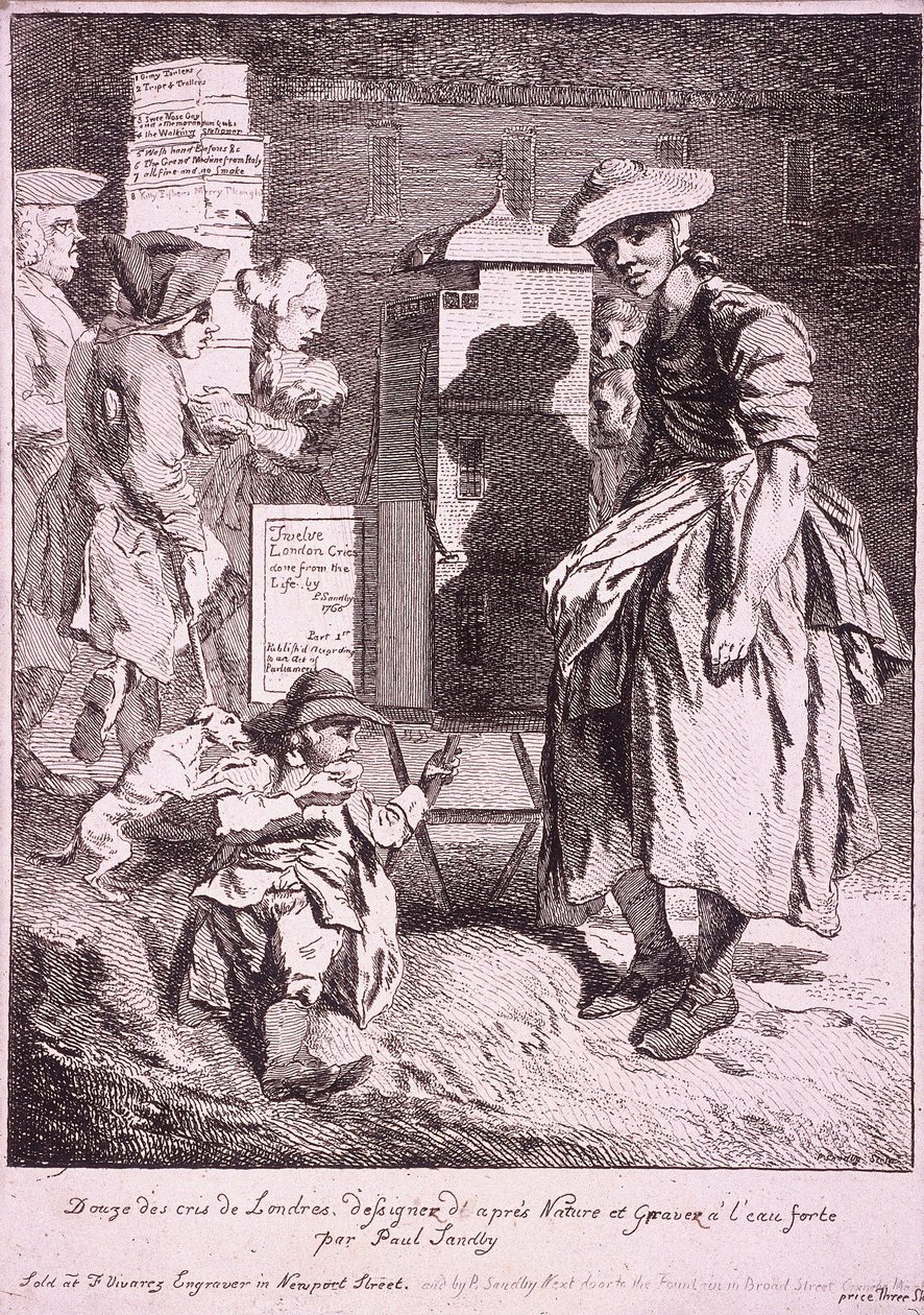 Kobieta z rzadkim pokazem, Cries of London, 1760 autorstwa Paul Sandby