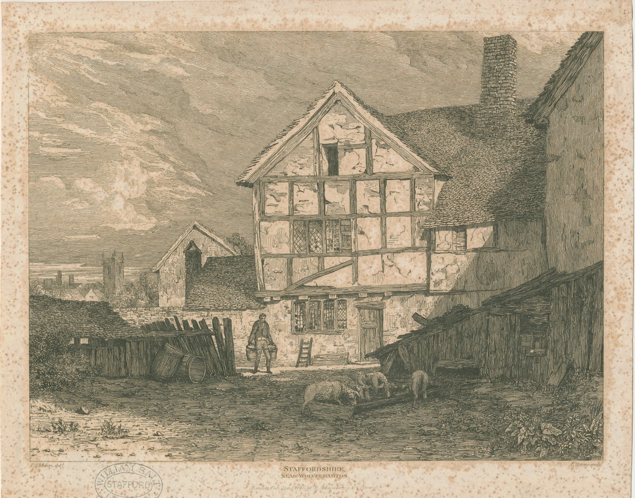 Wolverhampton - Ruiny domu szachulcowego: staloryt, bd [ok. 1815] autorstwa Paul Sandby Munn