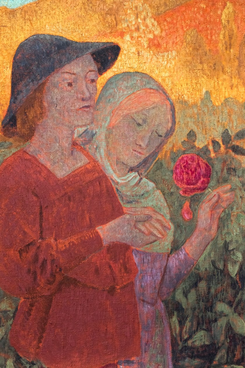 Mignonne, allons voir si la rose, detal, ok. 1910 (olej na płótnie) autorstwa Paul Serusier