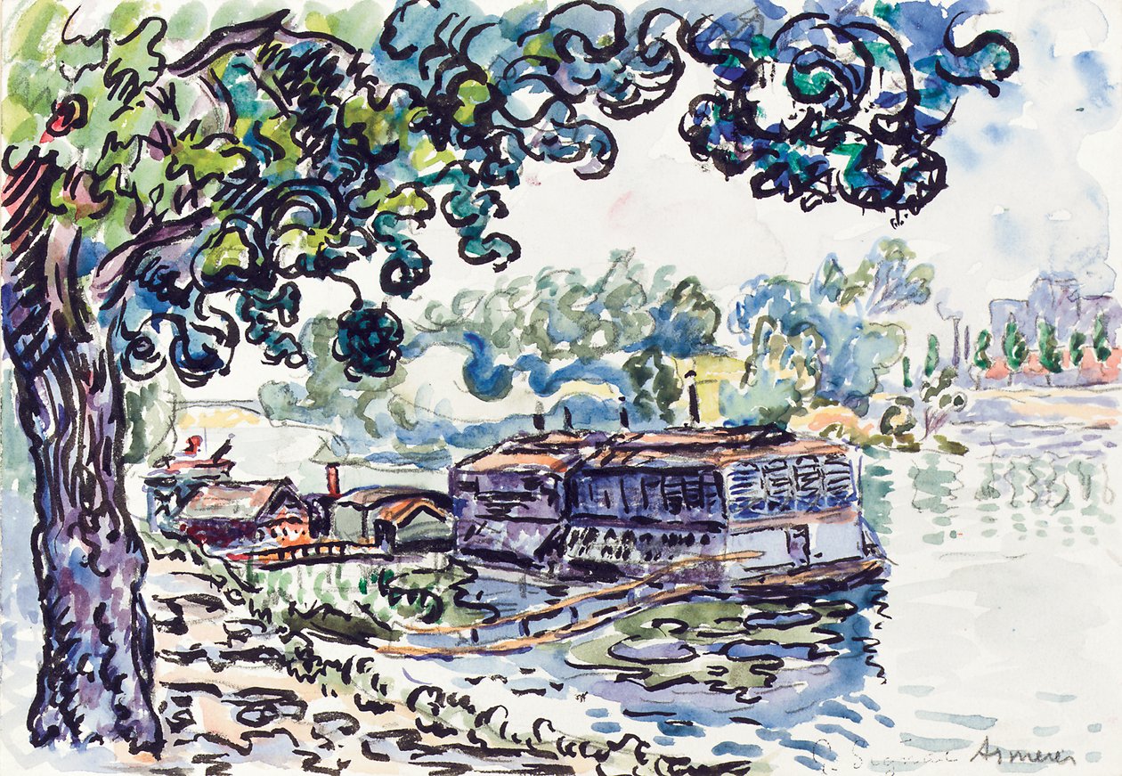 Asnières, c.1900-05 (w/c, pędzel i czarny tusz na ołówku na papierze) autorstwa Paul Signac