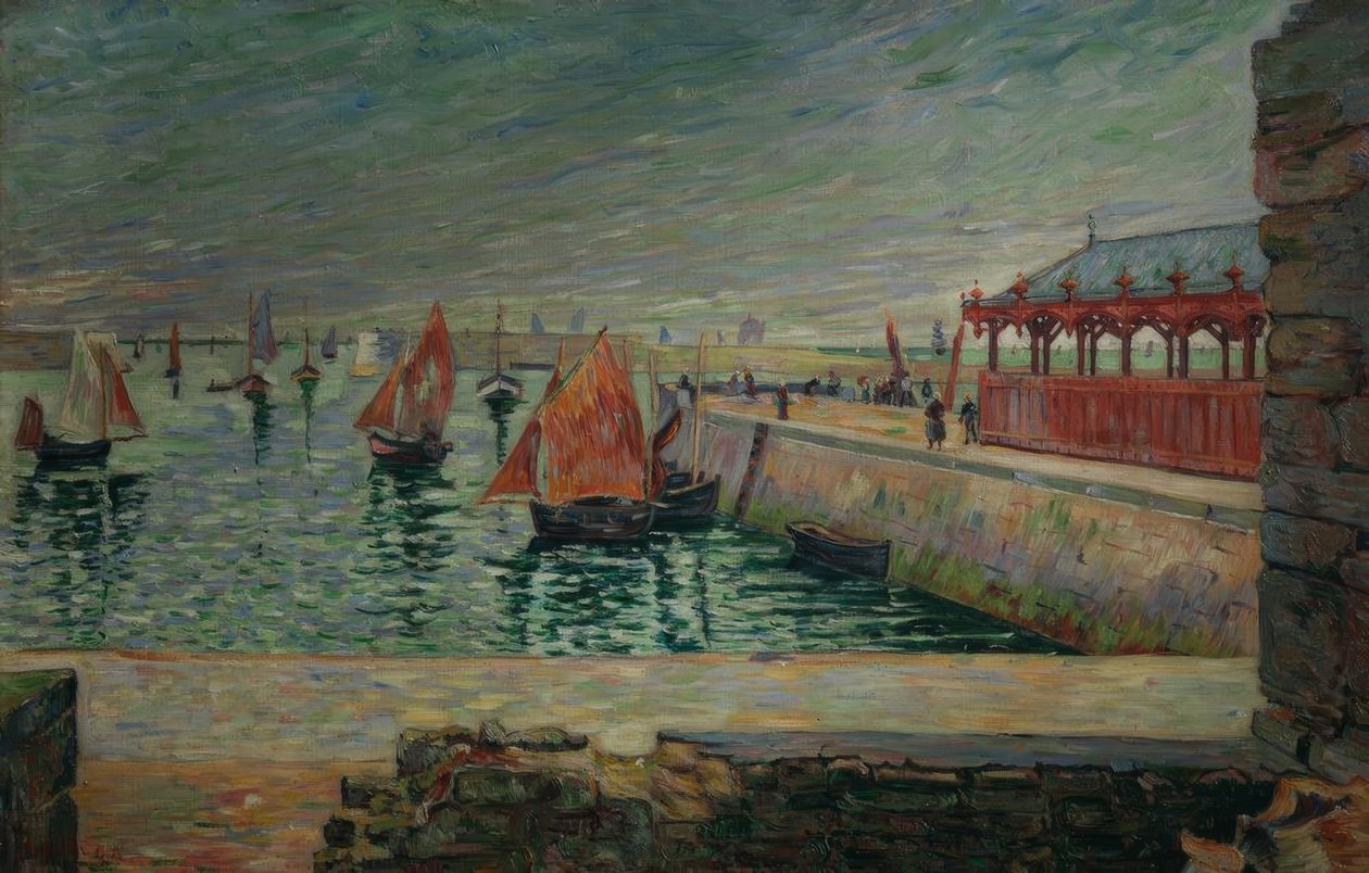 Targ rybny, Port-en-Bessin autorstwa Paul Signac