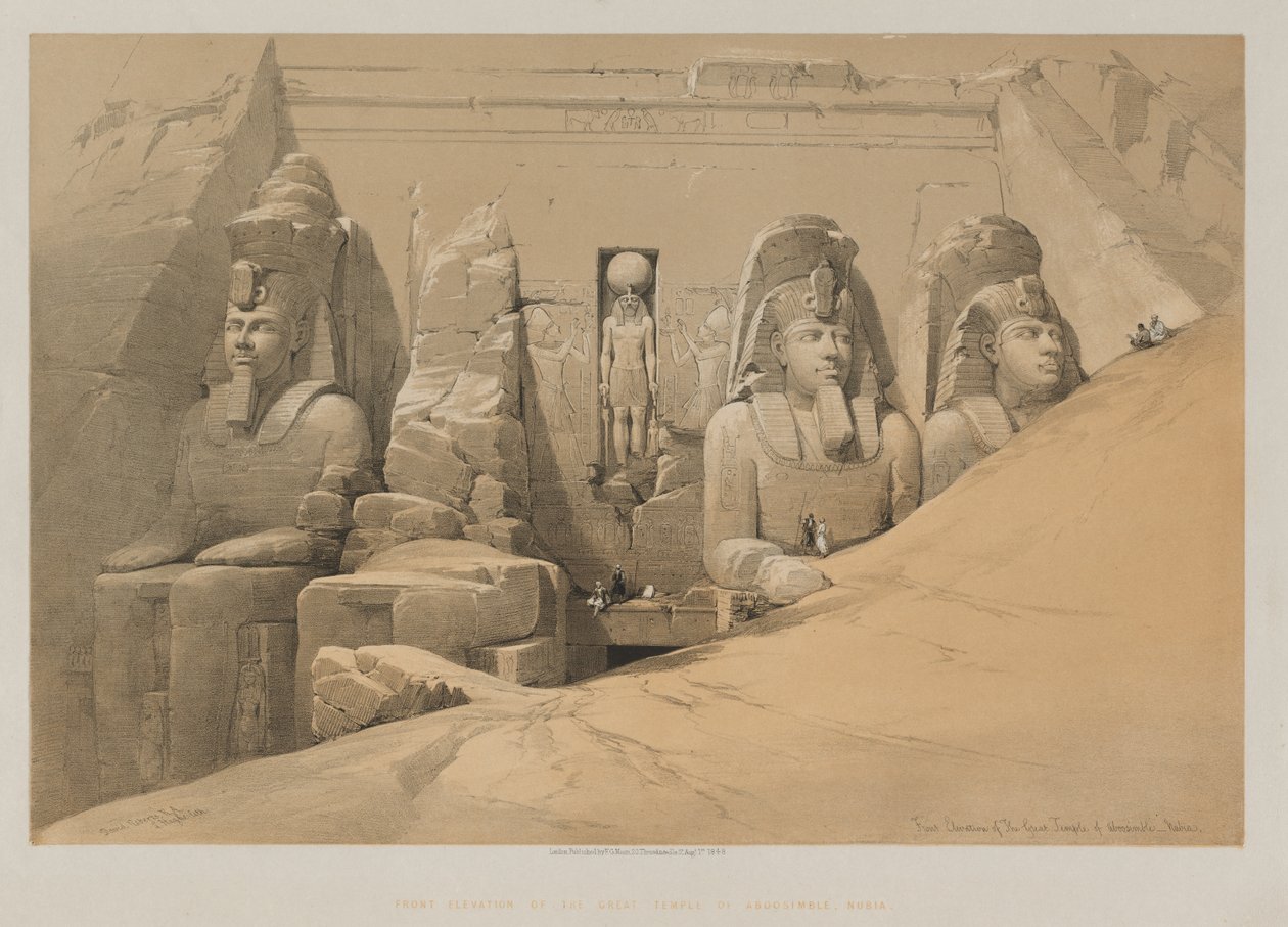 Egipt i Nubia, Tom II: Przednia Elewacja Wielkiej Świątyni Aboo Simbel, Nubia autorstwa Paul Signac