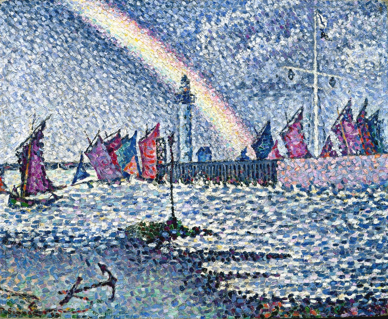 Wejście do portu w Honfleur (olej na płótnie) autorstwa Paul Signac