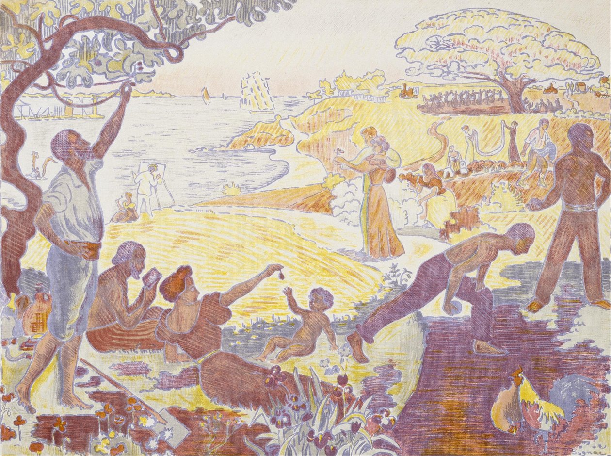 W czasach harmonii: Radość życia - Niedziela nad morzem autorstwa Paul Signac