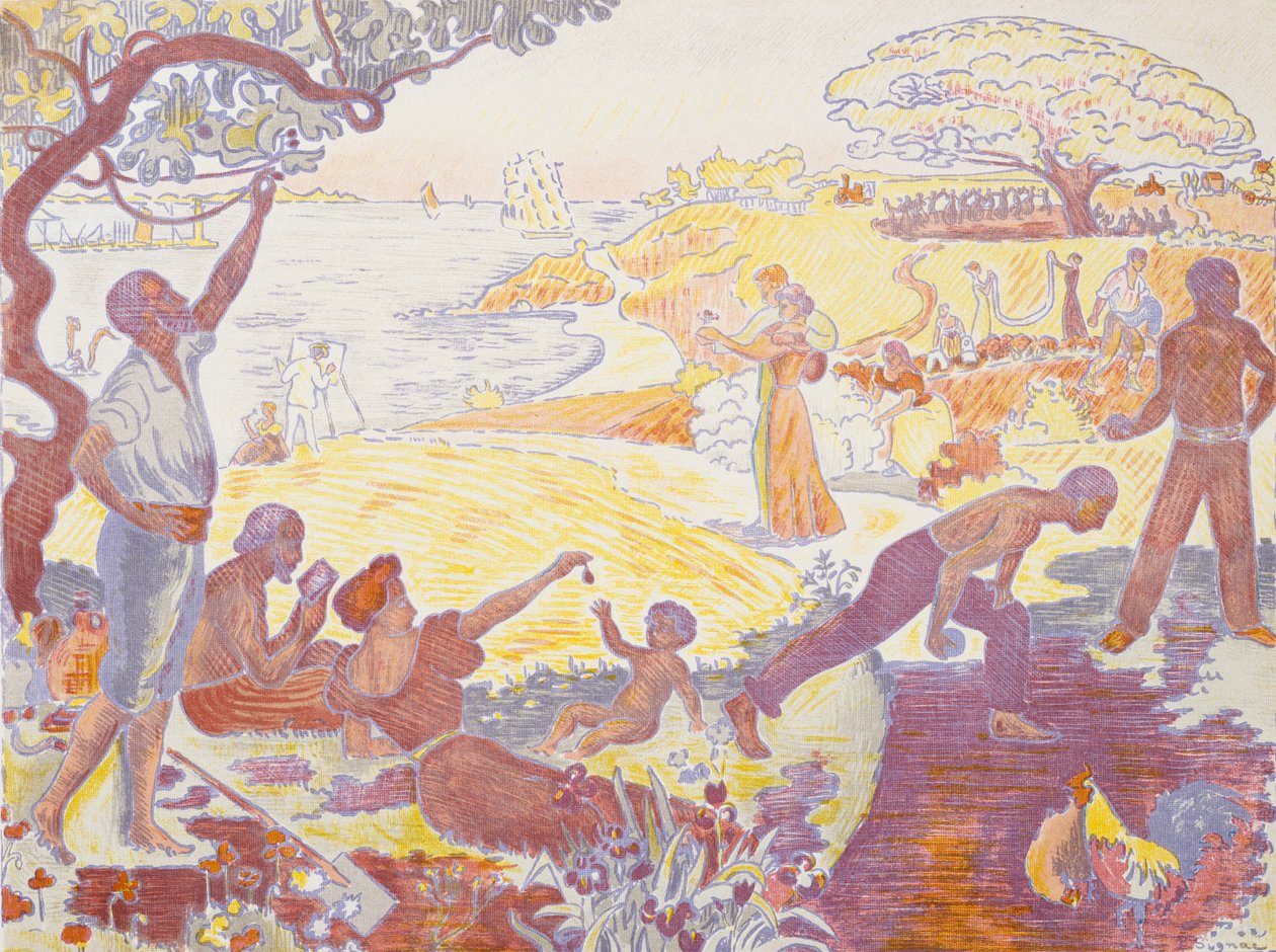 W czasach harmonii: radość życia – niedziela nad morzem autorstwa Paul Signac
