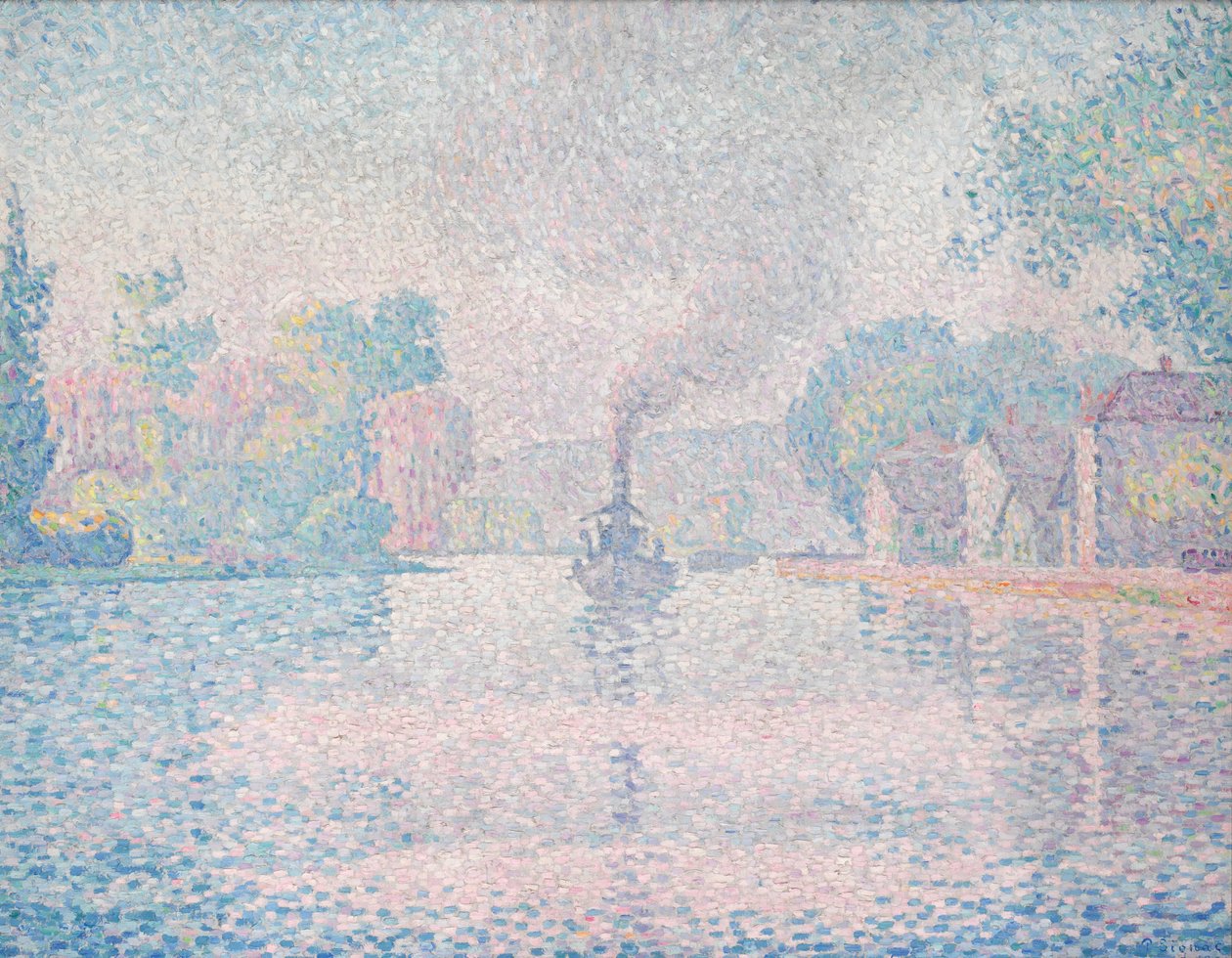 LHirondelle Steamship Seine w pobliżu Samois autorstwa Paul Signac