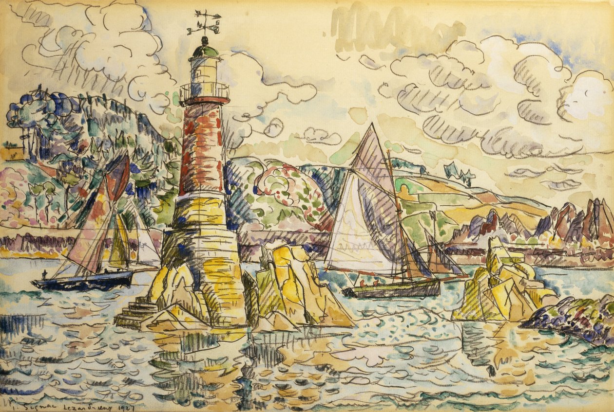 Latarnia morska w Lezardrieux, 1927 autorstwa Paul Signac