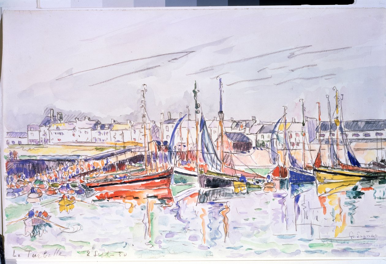 "La Turballe" Żaglówki w porcie La Turballe w Loire Atlantique. Akwarela Paula Signaca (1863-1935) 1930 Muzeum Puszkina, Moskwa autorstwa Paul Signac
