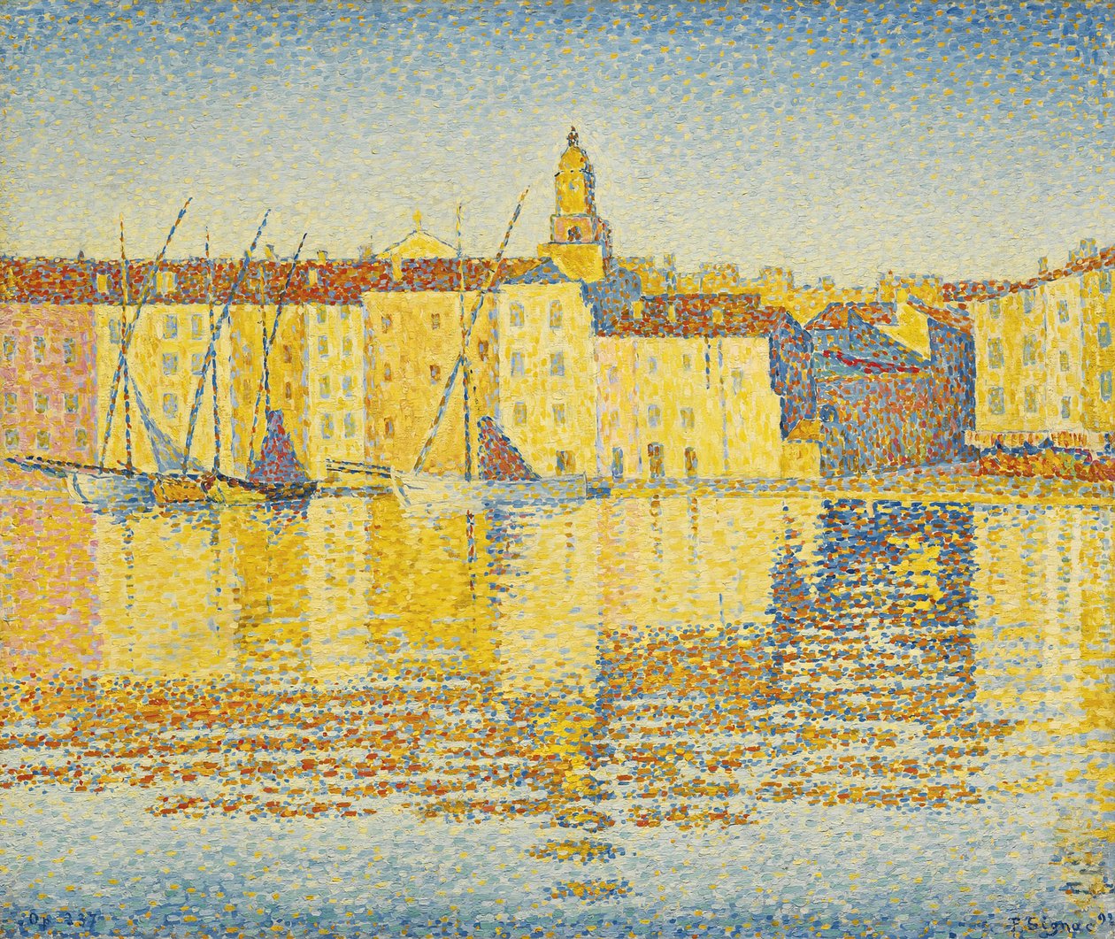 Domy portu, Saint Tropez autorstwa Signac, Paul (1863-1935). Olej na płótnie, format: 46,5x55,3 autorstwa Paul Signac