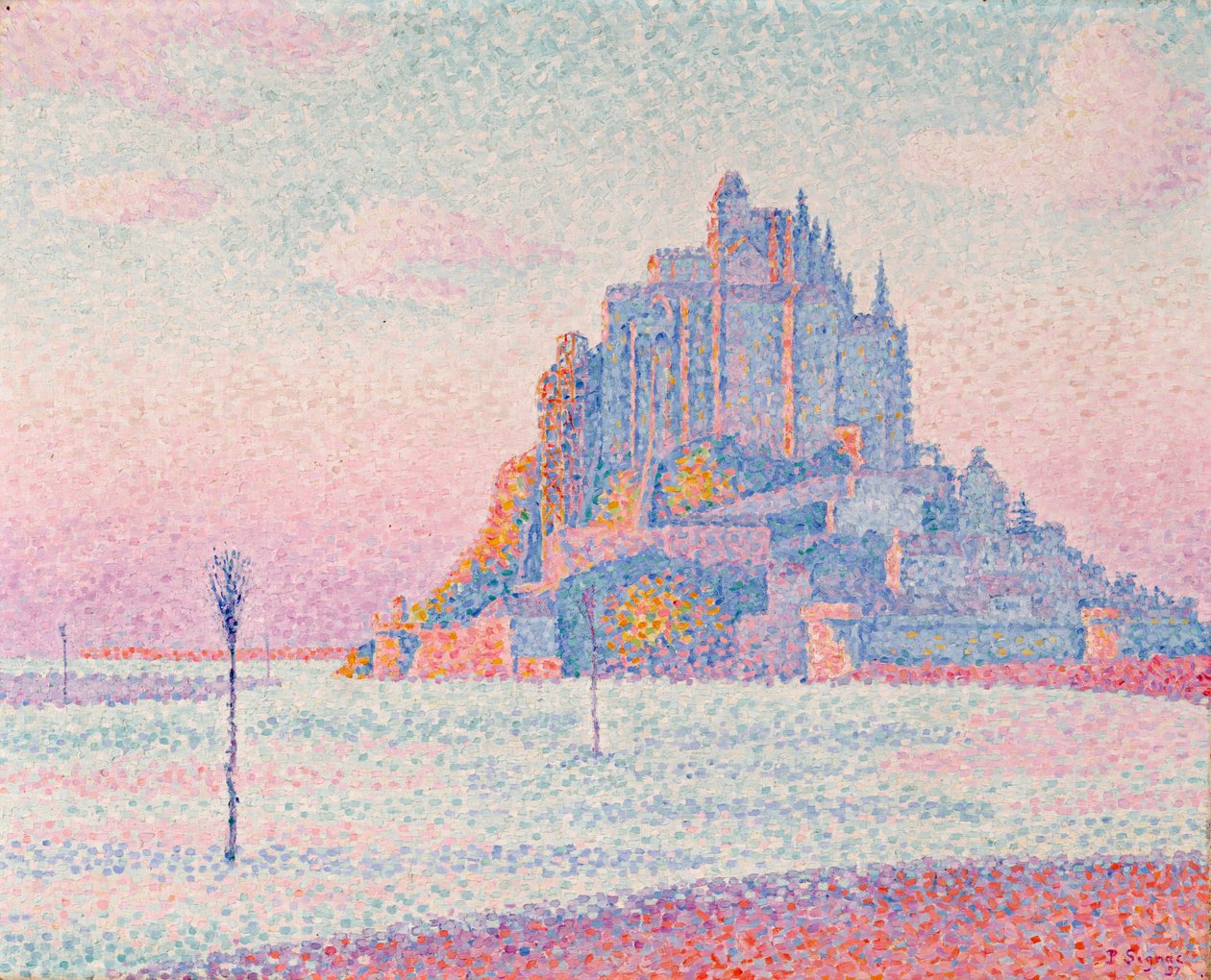 Mont Saint-Michel, zachodzące słońce autorstwa Paul Signac