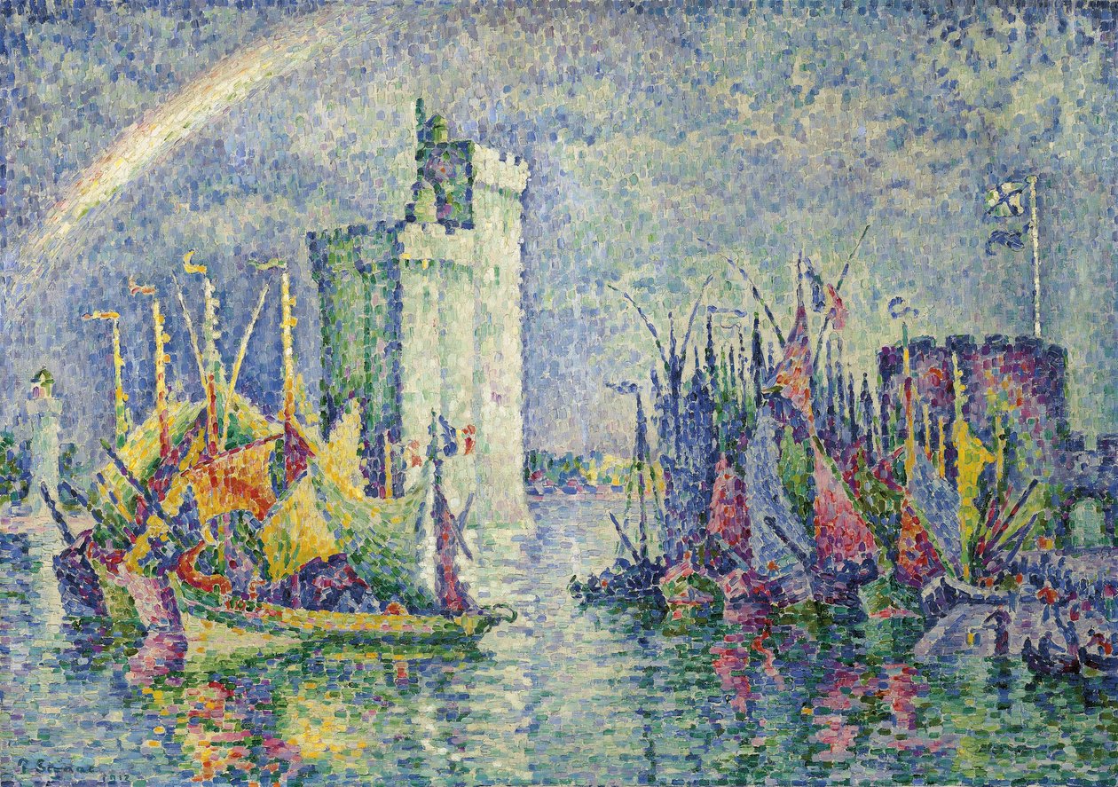 Tęcza w porcie La Rochelle; Tęcza, La Rochelle, Port, 1912 autorstwa Paul Signac