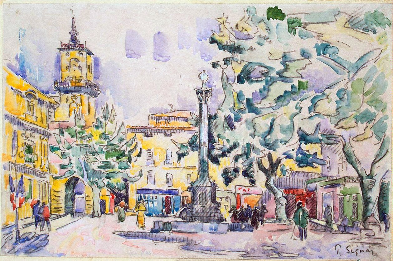 Plac Hotel de Ville w Aix-en-Provence, początek XX wieku autorstwa Paul Signac