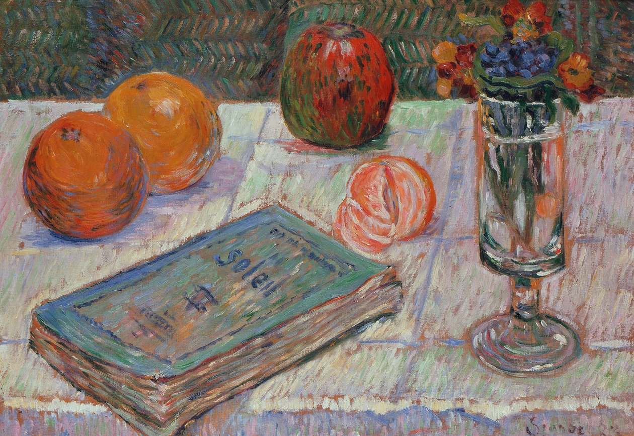Martwa natura z książką i pomarańczami autorstwa Paul Signac