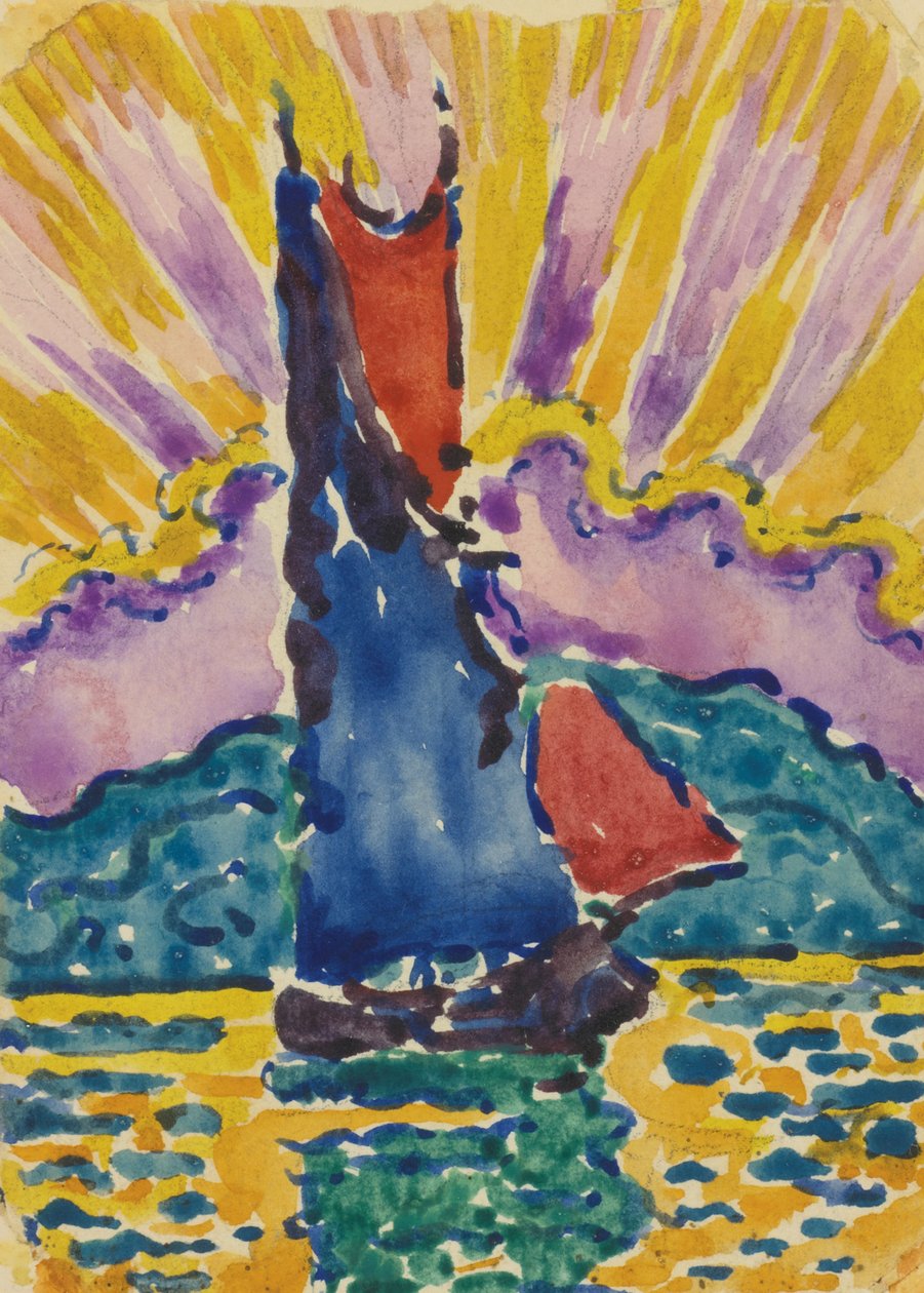 Zachód słońca LÉventail, ok. godz. 1905 autorstwa Paul Signac