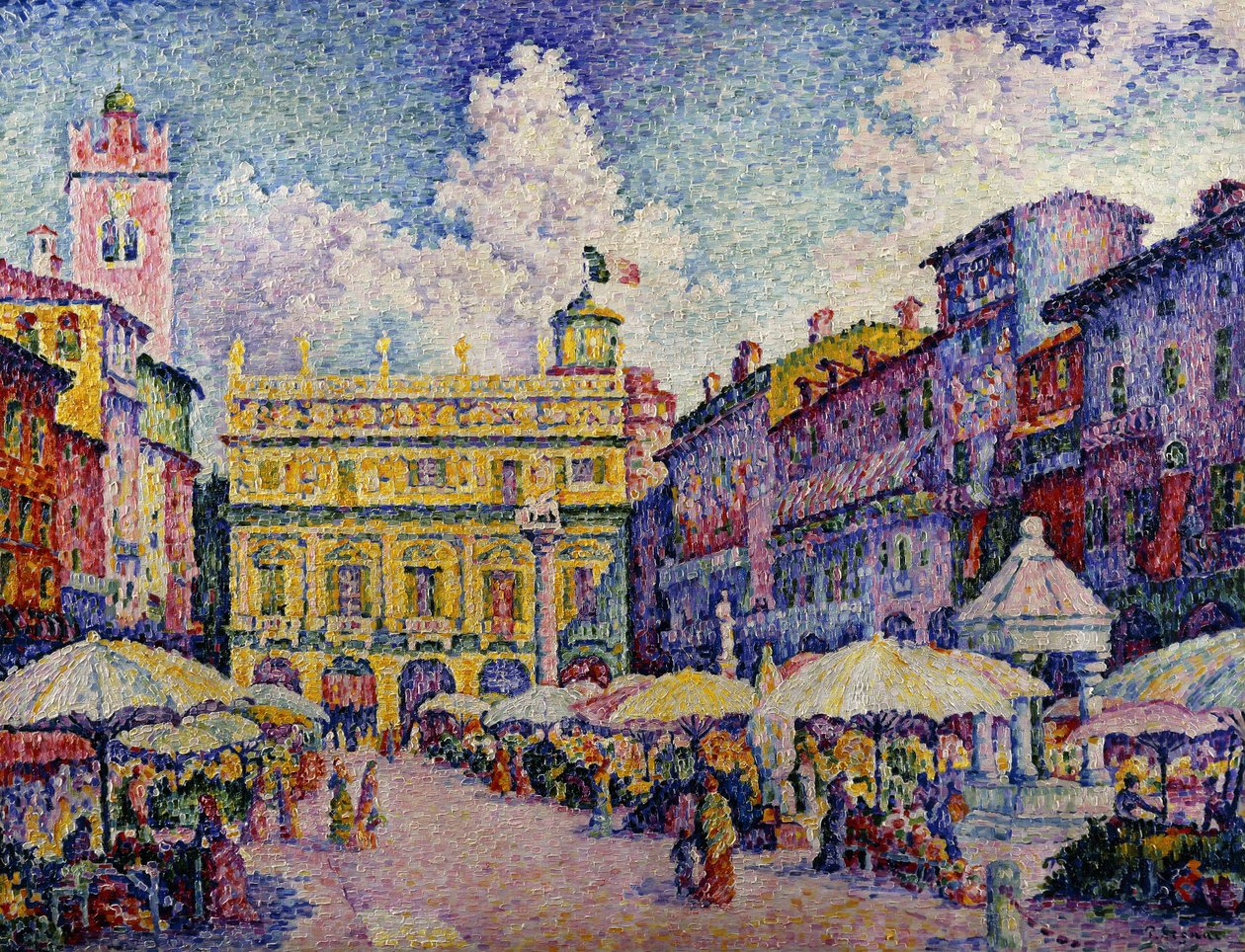 Targ zielarski, Werona; Place aux Herbes, Werona, autorstwa Paul Signac