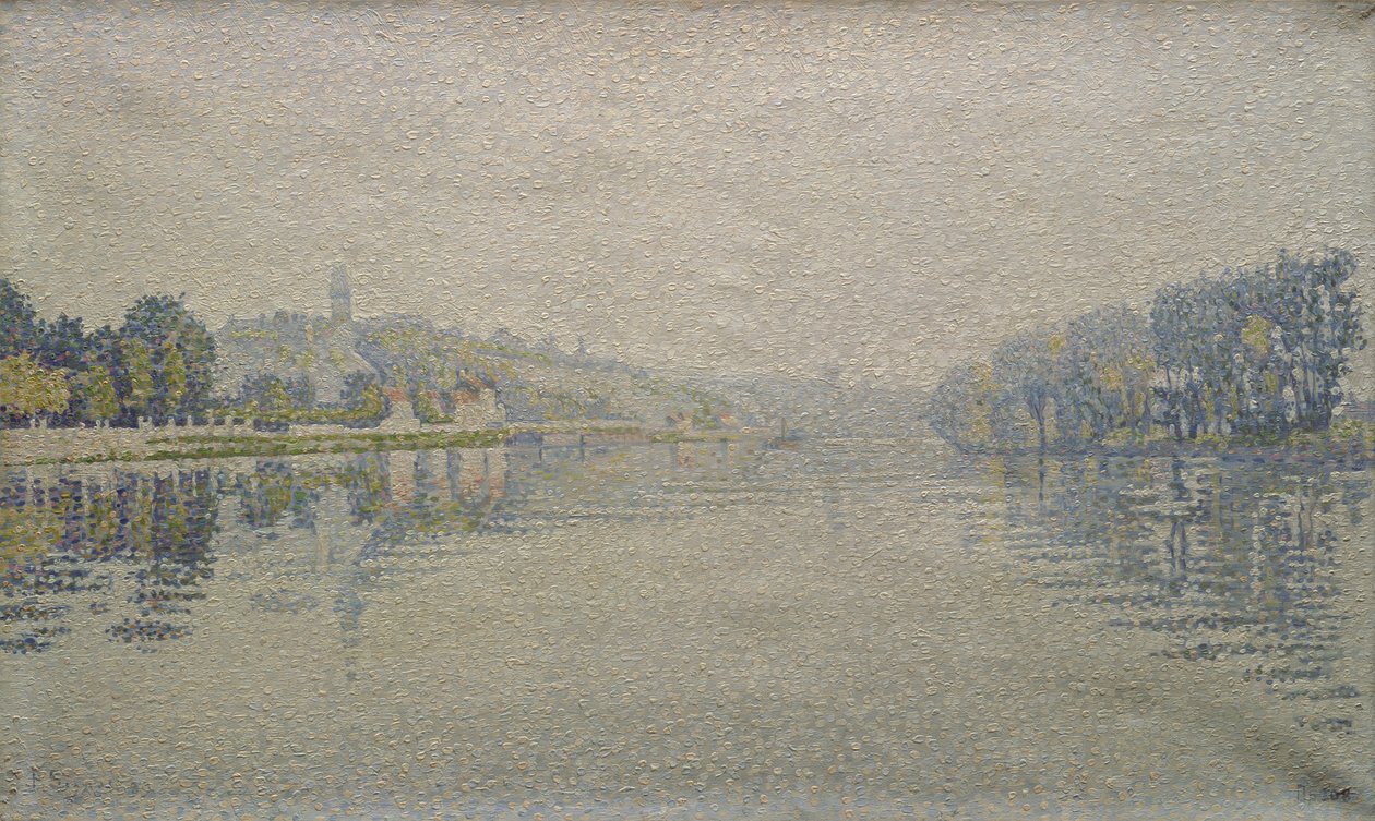 Widok na Sekwanę w Herblay, 1889 autorstwa Paul Signac