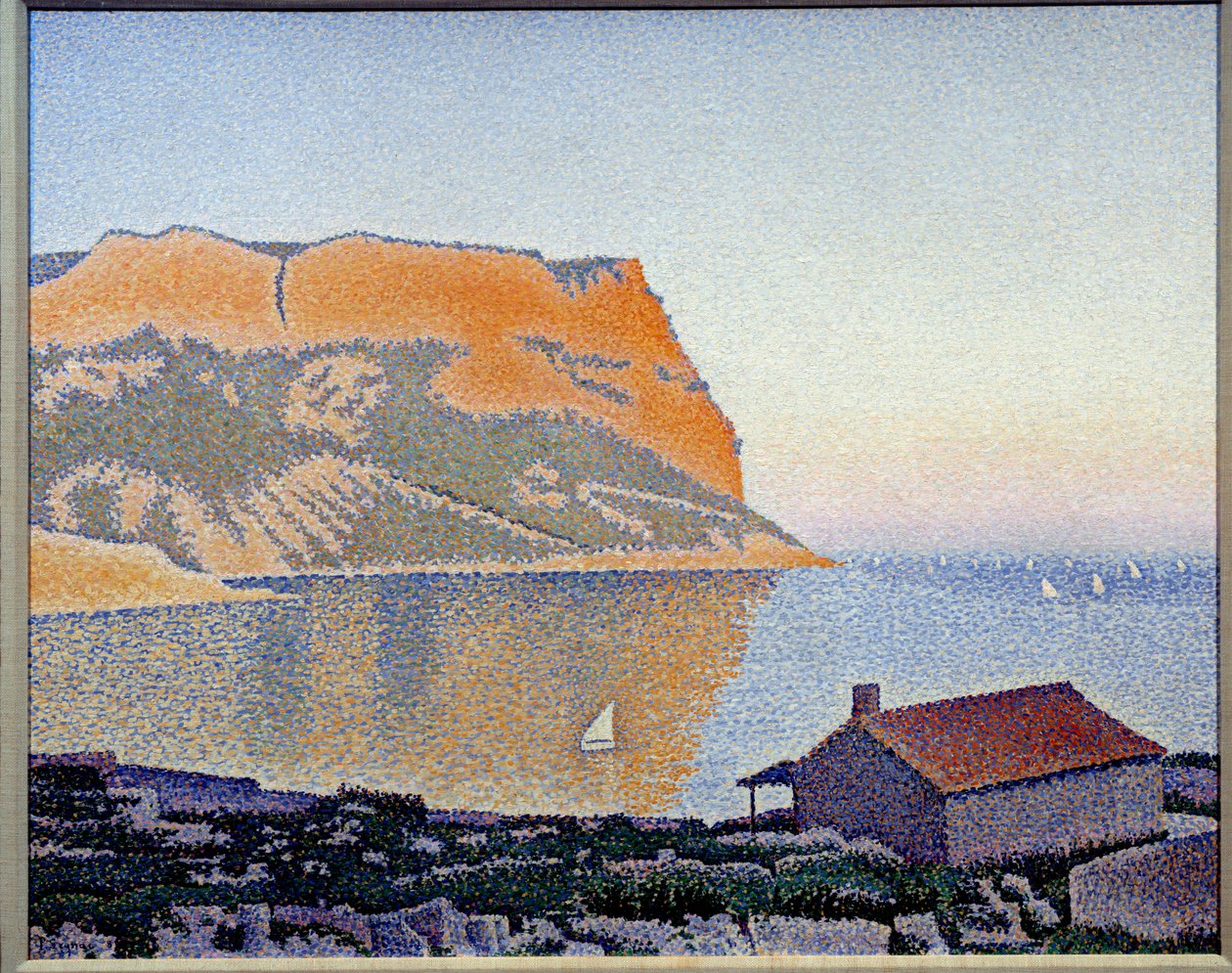 Widok na zatokę czarnej porzeczki, Cap Canaille Obraz Paula Signaca (1863-1935) 1889 Kolekcja prywatna - Widok na zatokę Cassis, Cap Canaille. Obraz Paula Signaca (1863-1935) autorstwa Paul Signac