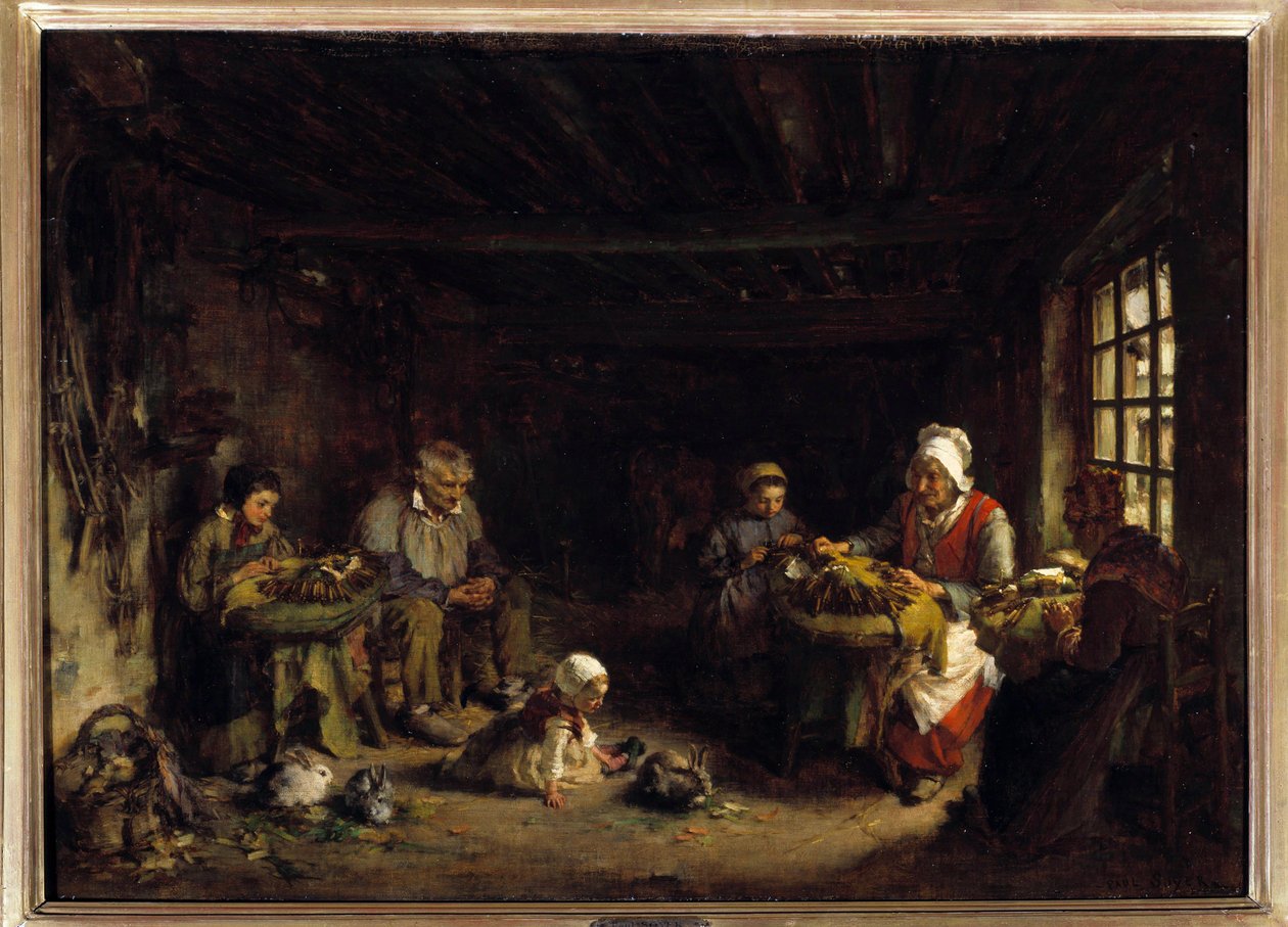 Koronkarze w Asnieres. Obraz Paula Soyera (1823-1903). Paryż, Muzeum Legii Honorowej autorstwa Paul Soyer