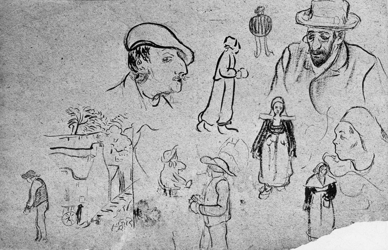 Paul Serusier (1865 1927): szkice (Paul Gauguin u góry po lewej) autorstwa Paul Sérusier