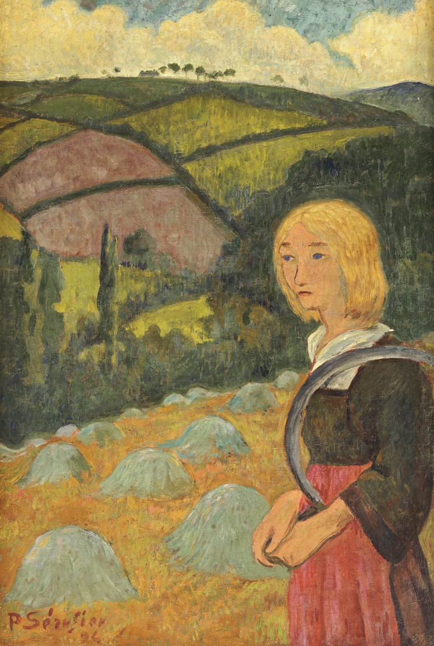 Młoda Bretonka i stogi siana, 1924 autorstwa Paul Sérusier