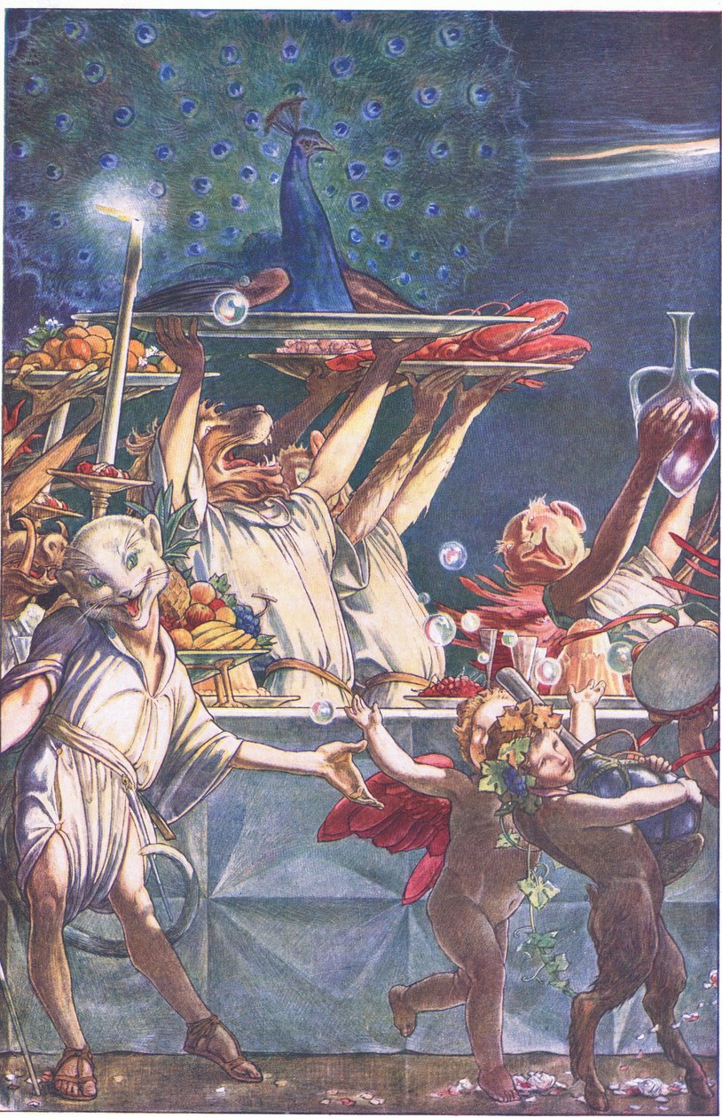 Dajcie nam życzliwych opiekunów, Niebiosa! – co to było?, ilustracja z Burzy, 1908 autorstwa Paul Vincent Woodroffe