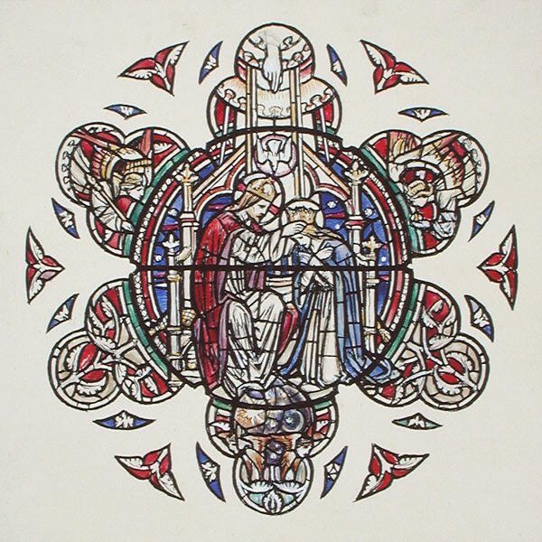Koronacja Marii, ok. 1910 (akwarela na papierze) autorstwa Paul Vincent Woodroffe