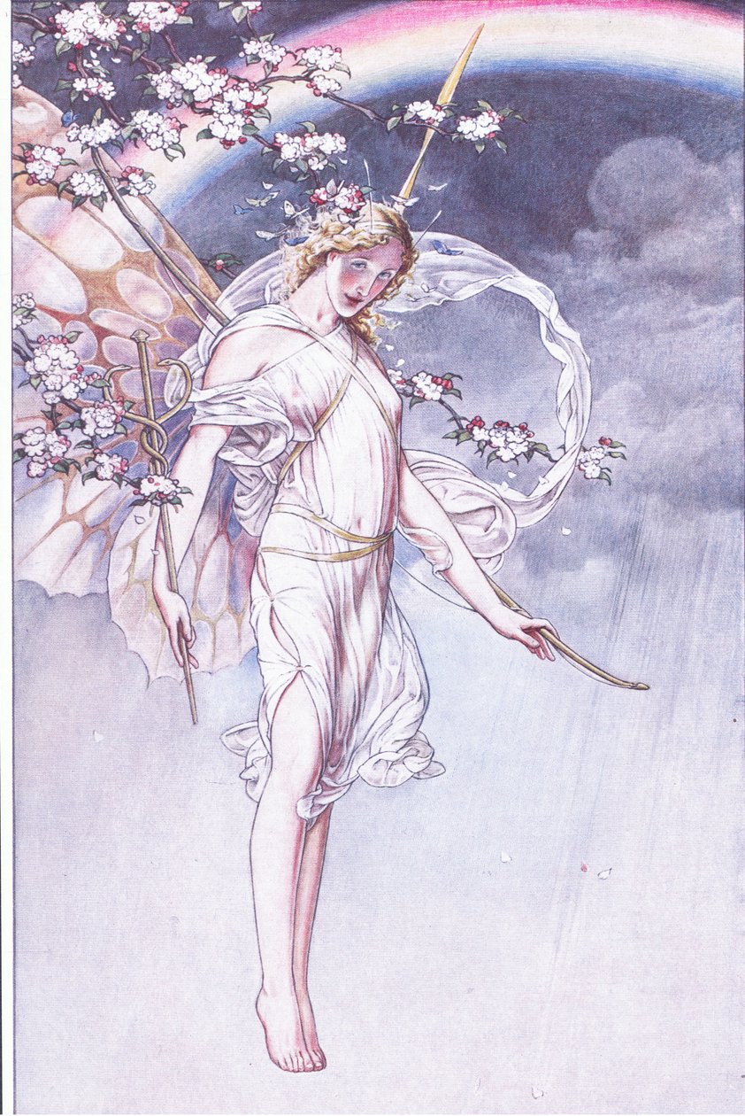 Królowa niebios, której wodny łuk i bałagan, i ja, czekamy na to, ilustracja z Burzy, 1908 autorstwa Paul Vincent Woodroffe