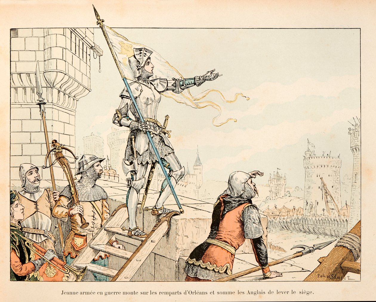 Ilustracja zaczerpnięta z książki „”Joan of Arc”” Theodore Cahu i zilustrowana przez Paula De Semant (1855-1915): Joanna d
