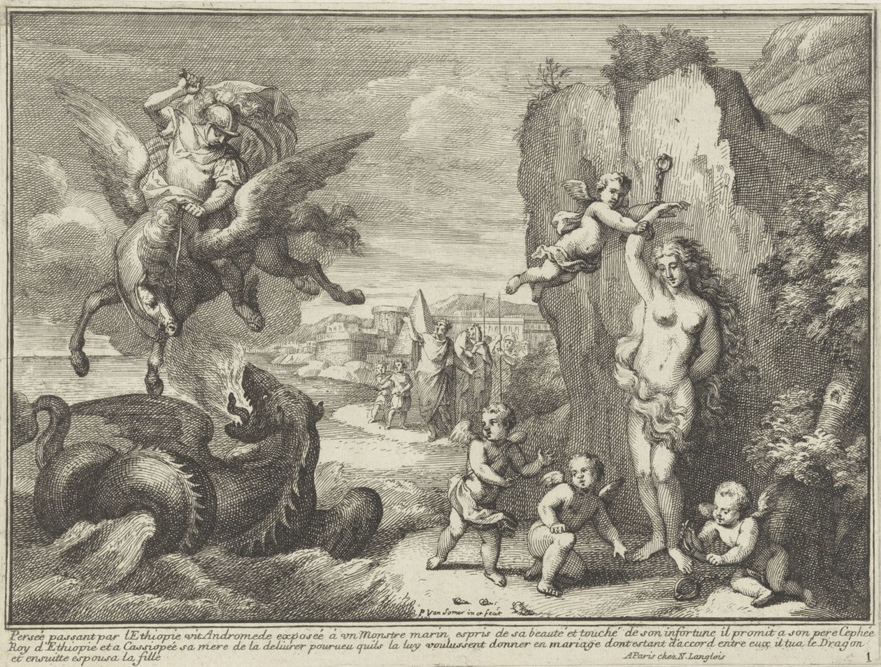 Perseusz i Andromeda Przedstawienia mitologiczne w pejzażach (tytuł serii) autorstwa Paul van Somer (II)