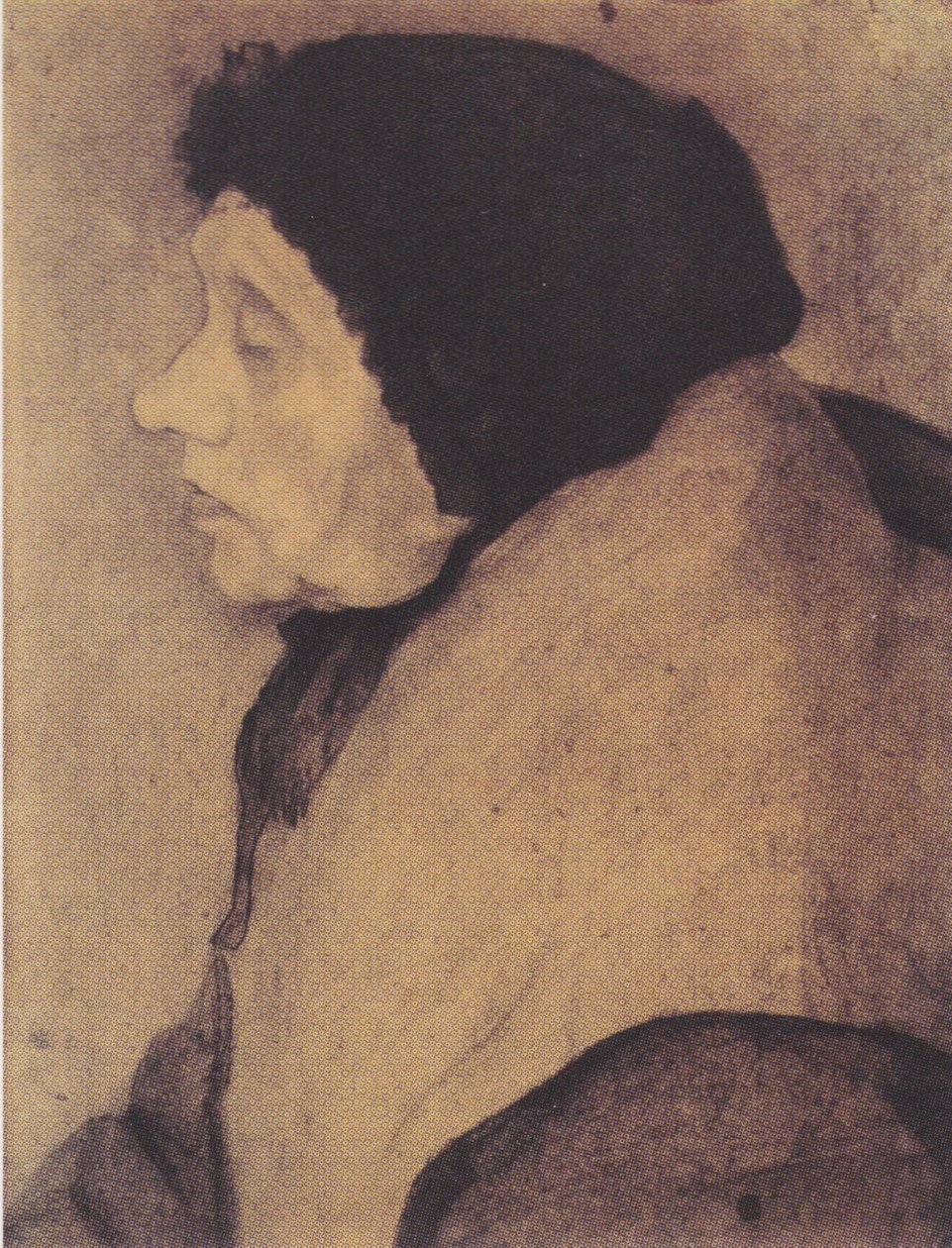 Stara kobieta z kapturem z profilu po lewej stronie autorstwa Paula Modersohn Becker