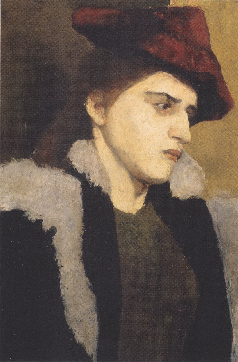 Portret młodej kobiety w czerwonym kapeluszu autorstwa Paula Modersohn Becker