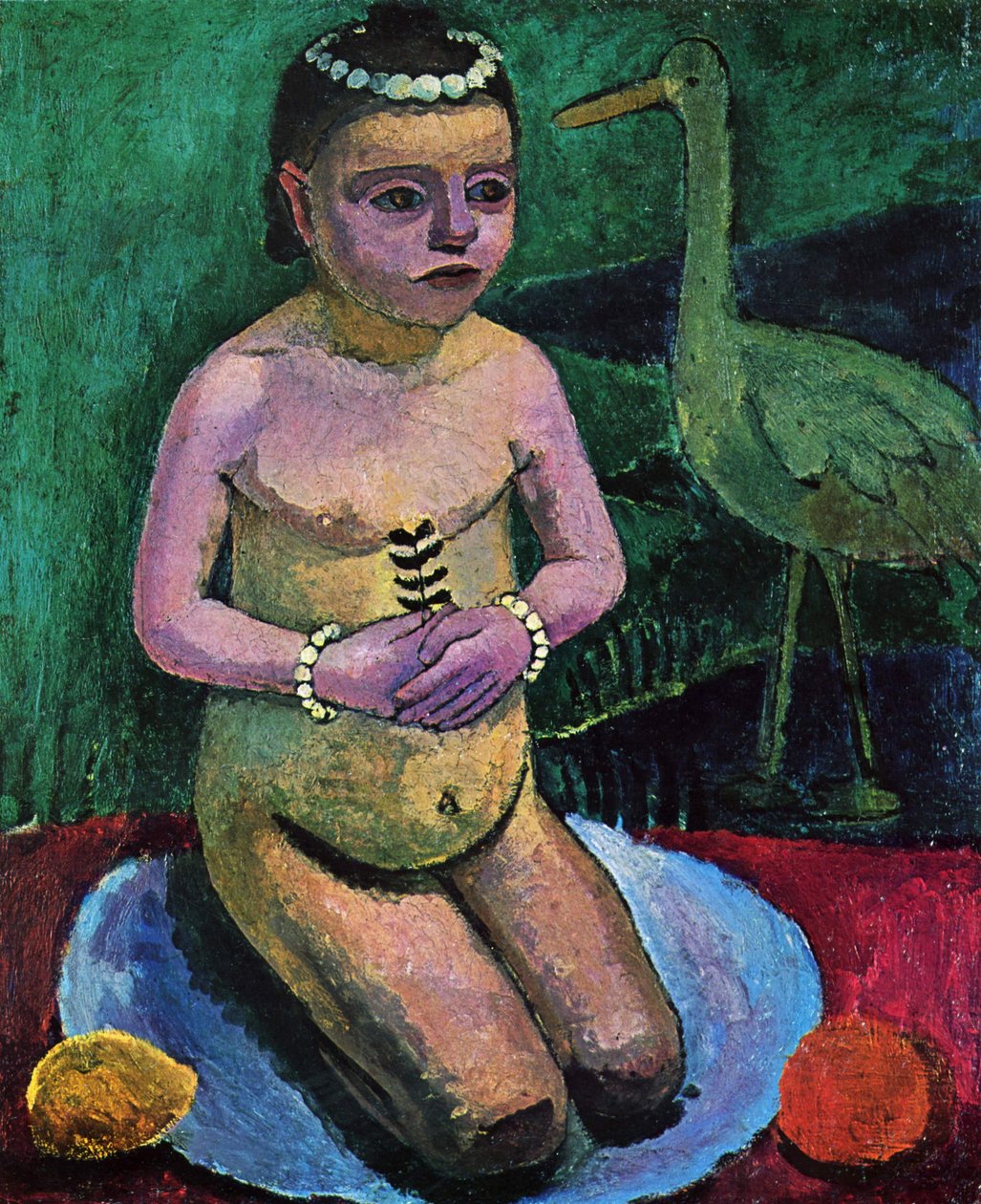 Akt dziecka z bocianem autorstwa Paula Modersohn Becker