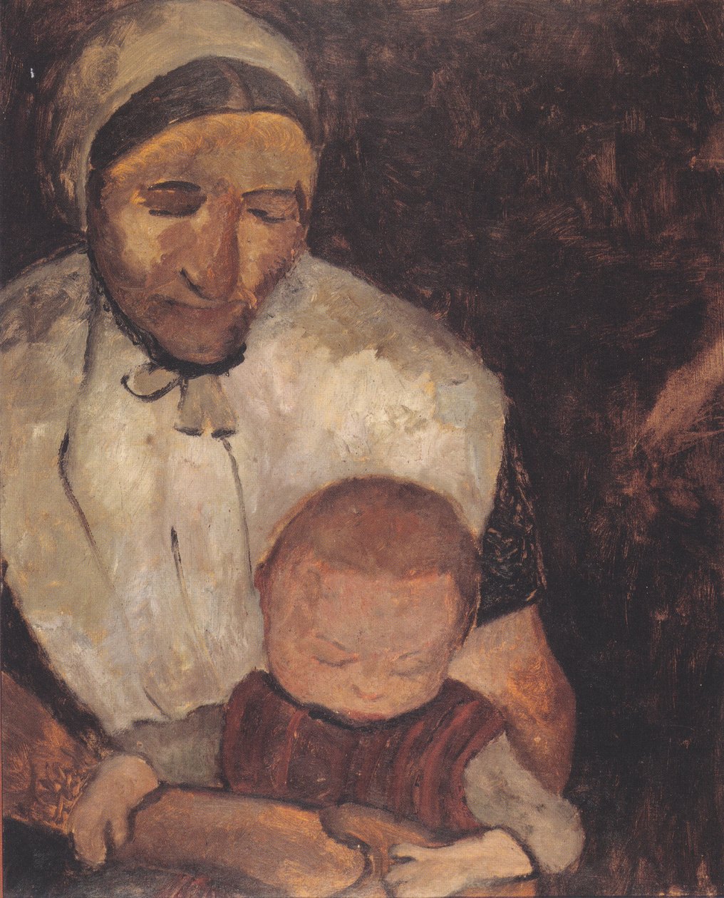 Siedząca wieśniaczka z dzieckiem na kolanach autorstwa Paula Modersohn Becker