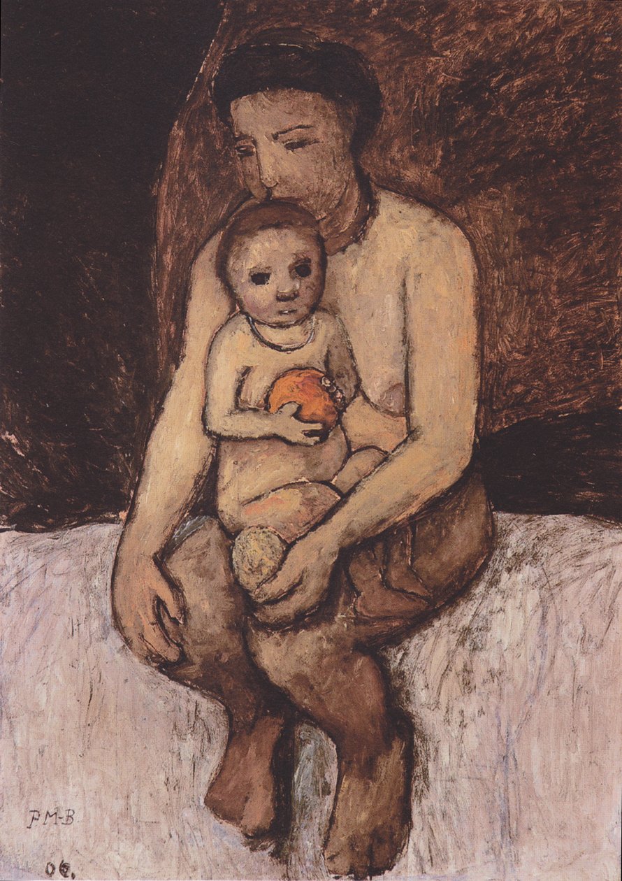 Siedząca matka z dzieckiem na kolanach autorstwa Paula Modersohn Becker
