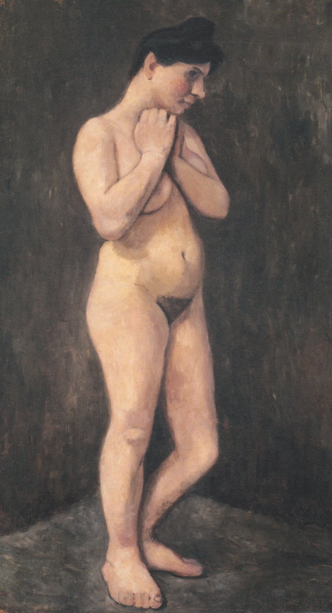 Stojąca naga kobieta z ramionami na piersi autorstwa Paula Modersohn Becker