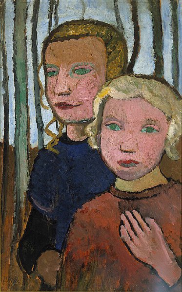 Dwie dziewczyny przed brzozami autorstwa Paula Modersohn-Becker
