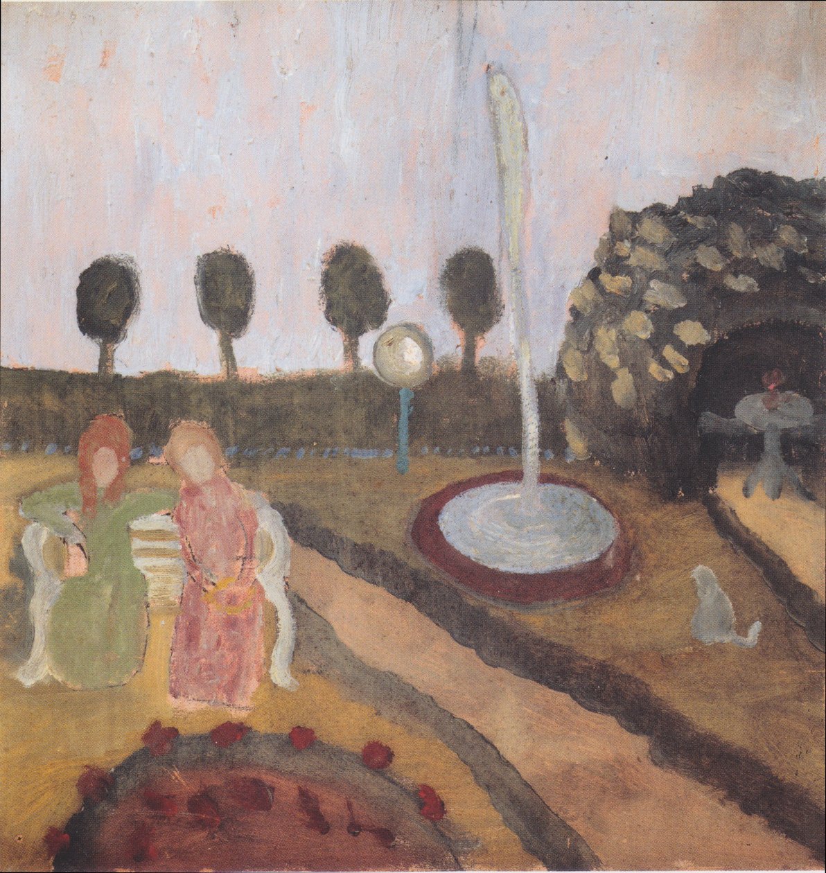 Dwie kobiety w ogrodzie z fontanną 1 autorstwa Paula Modersohn Becker