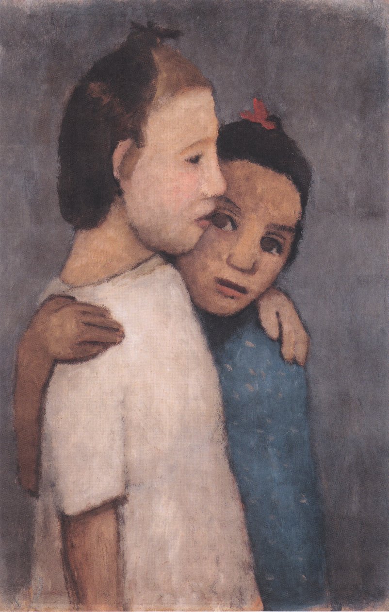 Dwie dziewczyny w biało-niebieskiej sukience autorstwa Paula Modersohn Becker