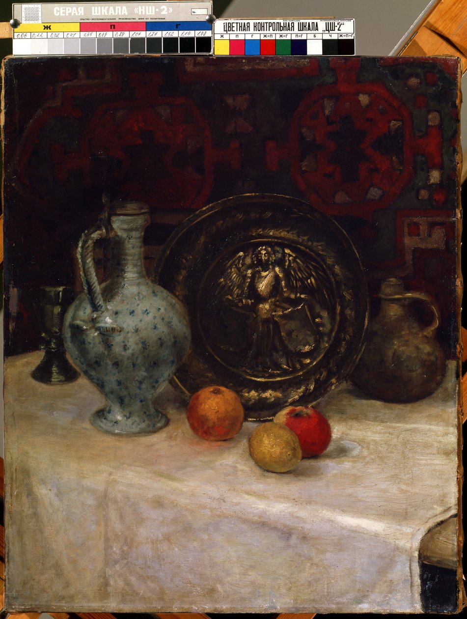 „Martwa natura z mosiężną płytą” Obraz Pauli Modersohn-Becker (Modersohn Becker) (1876-1907) Muzeum Sztuk Pięknych Mikalojus Konstantinas Ciurlionis, Kowno, Litwa autorstwa Paula Modersohn Becker
