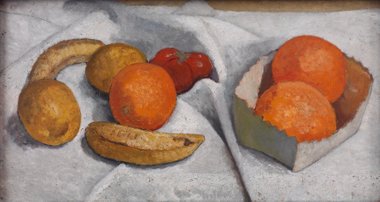 Martwa natura z pomarańczami, bananami, cytrynami i pomidorem autorstwa Paula Modersohn-Becker