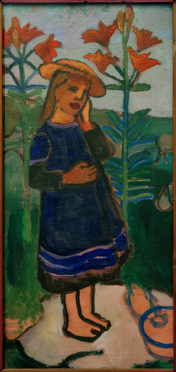 Elsbeth między ognistymi liliami autorstwa Paula Modersohn Becker
