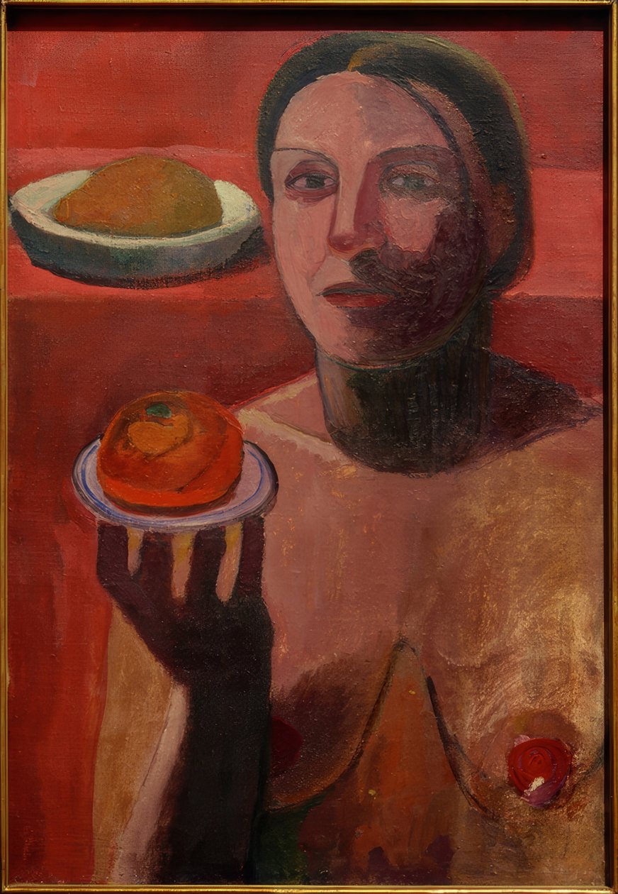 Półnaga Włoszka z talerzem w podniesionej dłoni autorstwa Paula Modersohn Becker